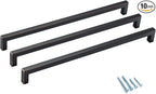 10 Pack 12-3/5 Inch Oil Rubbed Bronze Drawer Handles Square Cabinet Pulls Black Handles with Bronze Edge Cupboard Handles Modern Stainless Steel Kitchen Cabinet Handles and Pulls