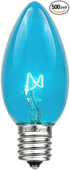 Novelty Lights 500 Case C7 Outdoor Christmas Replacement Bulbs, Teal, C7/E12 Candelabra Base, 5 Watt, 500 Bulbs