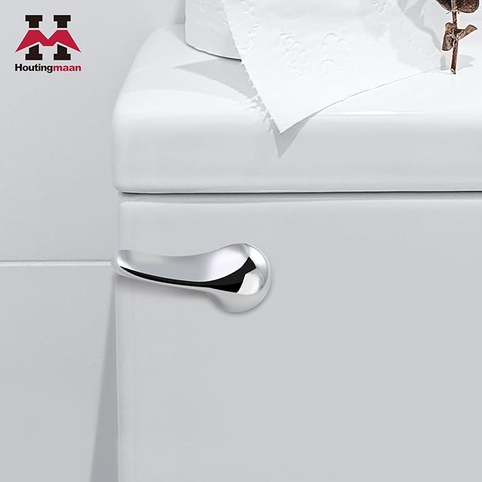 Toilet Flusher Replacement Kit, Universal Front Mount Toilet Handle Tank Flush Lever Replacement Handle with Stainless Steel Flapper Chains for Most Front Mount Toilets, Chrome Toilet Handle