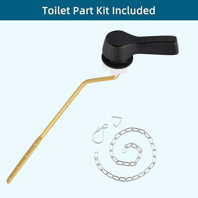 Hygie Rinse Metal Toilet Handle Lever Flush Replacement, Universal Side Mount Toilet Handle with Stainless Steel Flapper Chains, Toilet Repair Kit, Oil Rubbed Bronze