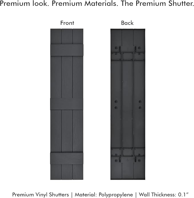 Board & Batten Vinyl Shutters (1 Pair) | 11"x63" (3-Board) - Cornerstone Grey | Exterior Window Shutters | Includes Mounting Hardware | Simple Installation | Made in USA