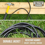 25 Ft Black Oil Resistant Extension Cord for Farms & Ranches - 12/3 SJTOW Heavy Duty 12 Gauge Outdoor Cable with 3 Prong Grounded Plug, 15 AMP