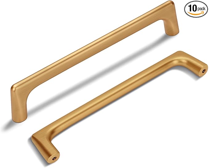 10 Pack 6.3 Inch(160mm) Hole Center Modern Brushed Champagne Bronze Cabinet Pull Handle Timeless Vanity Drawer Pull Handle Classic Cabinet Hardware for Kitchen Bathroom, Champagne(6.3x10)
