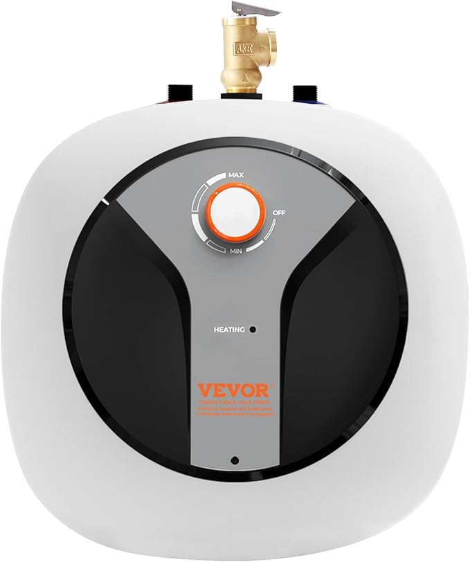 VEVOR Electric Mini-Tank Water Heater 4-Gallon Tank, 1440W Hot Water Boiler Storage, Safety Temperature Pressure Valve Easy Install, for Kichen Bathroom Restaurant, Shelf Wall Mounted