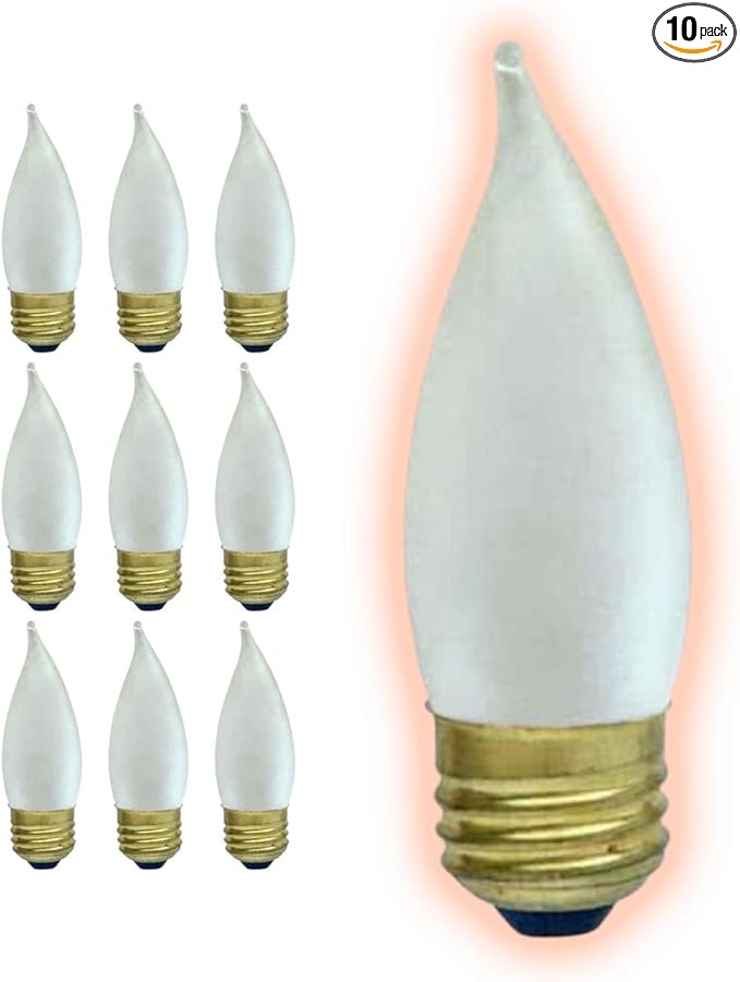 GoodBulb 25-Watt Frosted CA10 Light Bulbs Incandescent Restaurant Bulb with E26 Medium Base 2700K Warm White Light Color 175 Lumens Restaurant Light Bulbs Pack of 10 Bulbs