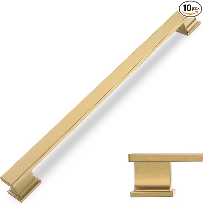 COTYKILEY 10 Pack 10 Inch(256mm) Champagne Bronze Cabinet Handles Gold Kitchen Cabinet Pulls Cabinet Door Handles Kitchen Cabinet Hardware