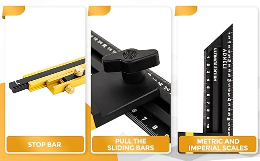 Stair Tread Template Tool (Brass/Black) Stair Tread Measuring Tool - Stair Tread Jig - Stair Tread Gauge - Modern Stair Template Tool