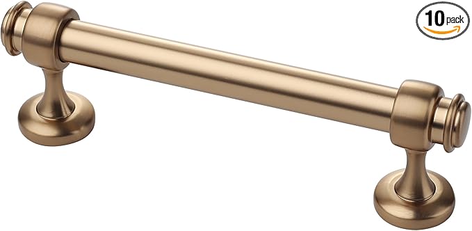 Alzassbg 10 Pack Champagne Bronze Cabinet Pulls, 4 Inch(102mm) Hole Centers Cabinet Handles Kitchen Hardware Straight Bar for Cabinets and Drawer AL3082BRG