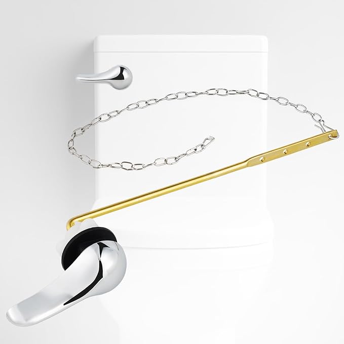 iFealClear Universal Metal Toilet Handle Replacement Kit, Front Mount Toilet Tank Flush Lever Handle with Stainless Steel Chain, Solid Brass Toilet Trip Lever Fits Most Toilets, Easy Install, Chrome