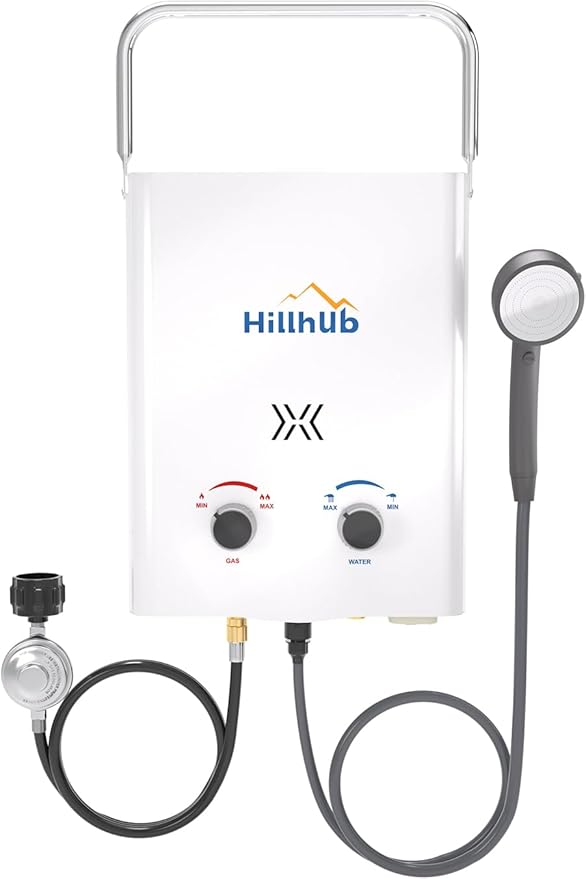 Hillhub 1.32GPM Portable Tankless Water Heater for Ourdoor, Camping Propane Hot Water Heater for Showering with CSA Certified Overheating Protection