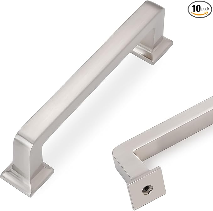 COTYKILEY 10 Pack 3.75 Inch(96mm) Brushed Satin Nickel Cabinet Handles Kitchen Cabinet Pulls Cabinet Door Handles Kitchen Cabinet Hardware Cupboard Drawer Pulls Dresser Handles