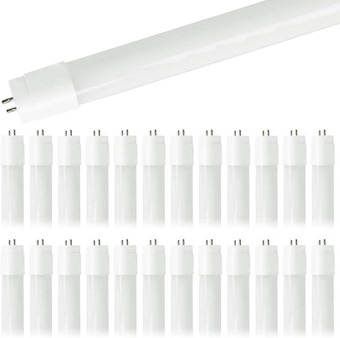 GoodBulb 4 Foot LED Tube 14 Watt T8 Medium Bi-Pin Base 5000K Cool White High Output 1800 Lumens 82 CRI Type A+B Hybrid Car Dealership Lighting 25 Pack