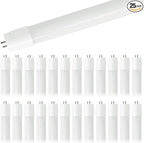 GoodBulb 4-ft T8 LED Tube Lights, 15-Watt (32W Equivalent) 3500K Warm White, 2000-Lumens, 80 CRI, Type A Plug & Play (Pack of 25)