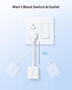 TROND Flat Outlet Extender with 6 Inch Cord for Upside Down Socket, Flat Plug Extension Outlet Splitter Adapter, Electrical 3 Way Wall Plug Extender for Cruise Travel Home Office Dorm Room, White