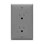 ENERLITES Decorator Receptacle Outlet with Wall Plate, Tamper-Resistant, Gloss Finish, Residential Grade, 3-Wire, Self-Grounding, 2-Pole, 15A 125V, UL Listed, 61501-TR-GYWP, Gray