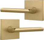 Mega Handles Prime Dummy Lever, Door Handle for Closet or French Doors, Single Side Door Levers, Non-Turning, Fits All Standard Door Sizes, Covered Screws Included - Satin Brass (2 Pack) 5"