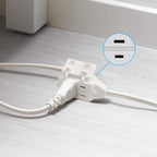 CMPLE - 3-Outlet Household Indoor Extension Power Cord - 2 Prong with Protection Outlet Cover - 6 Feet, White, (2 Pack)