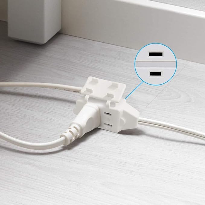 CMPLE - 3-Outlet Household Indoor Extension Power Cord - 2 Prong with Protection Outlet Cover - 6 Feet, White, (2 Pack)