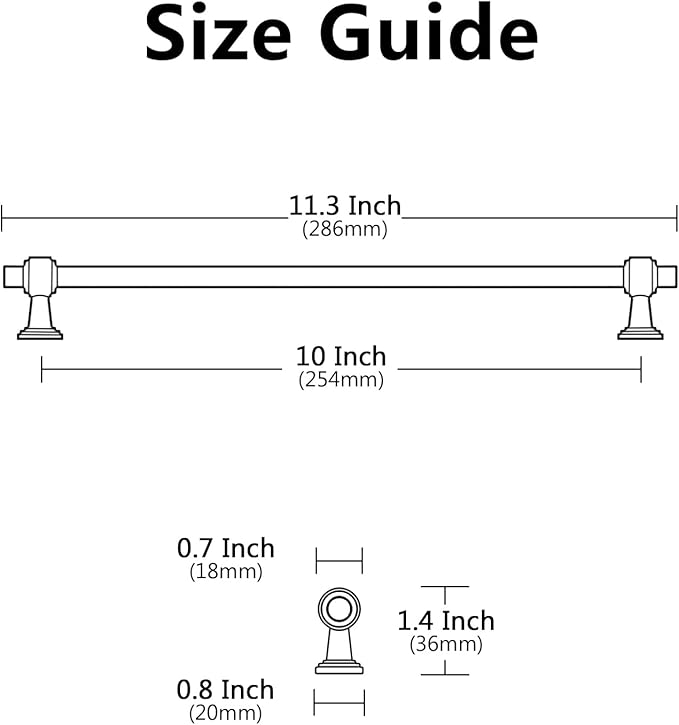 Alzassbg 10 Pack Matt Black Cabinet Pulls, 10 Inch(254mm) Hole Centers Cabinet Handles Kitchen Hardware Straight Bar for Cabinets and Drawer AL3505MB