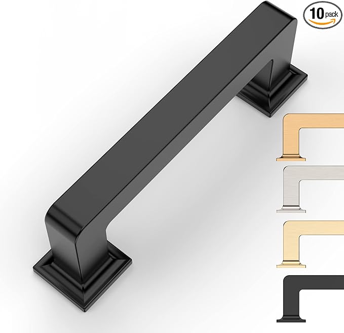 10 Pack 3 Inch Matte Black Cabinet Pulls - Kitchen & Dresser Handles