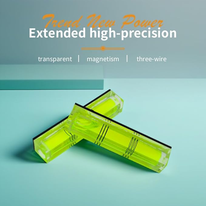 High precision mini bubble, double line small level bubble, three line flat ball, household level ruler can be turned 180 degrees (Magnetic, 80 * 17 * 15mm（4PCS))