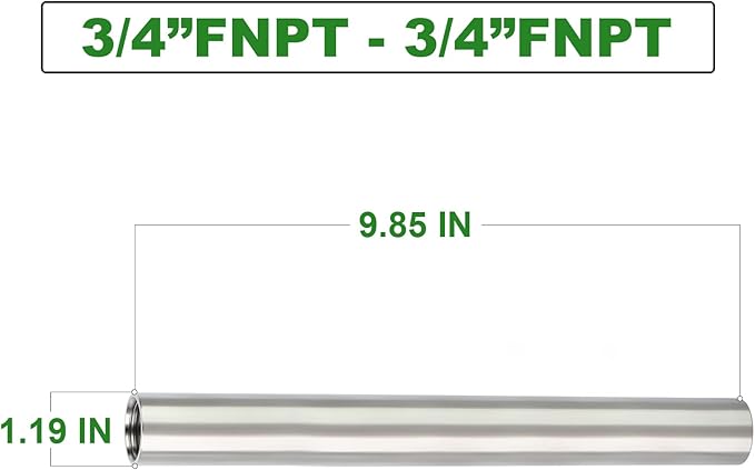 TAISHER 2PCS Stainless Steel Pipe Fittings, 3/4" NPT x 3/4" NPT Female Threaded, 10" Length Nipple Cast Pipe