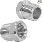 Joywayus Stainless Steel Hex Head Bushing Reducer Pipe Fitting 3/8 NPT Male × 1/4 NPT Female (Pack of 2)