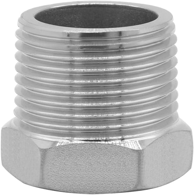 Joywayus Stainless Steel Hex Head Bushing Reducer Pipe Fitting 1 NPT Male × 3/4 NPT Female (Pack of 2)