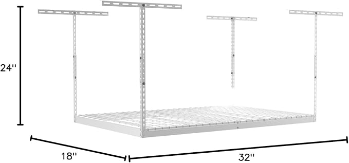 SafeRacks 4x6 Overhead Garage Storage Rack - Heavy Duty Steel Ceiling Mount Storage Shelves with 500 lb Capacity - Adjustable, Garage Overhead Storage, 18"-33" 2 Pack