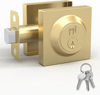 Mega Handles - Prime Deadbolt I Entry Deadbolt Lock - Heavy Duty Square Locking Deadbolt for Left or Right-Handed Doors - Interior/Exterior - Satin Brass