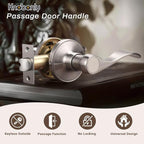 Knobonly 10 Pack Satin Nickel Pasage Door Levers Interior Door Handles for Hallyway andCloset Door Knobs Keyless Nickel Door Handles with Lock, Zinc Alloy Reversible for Right/Left