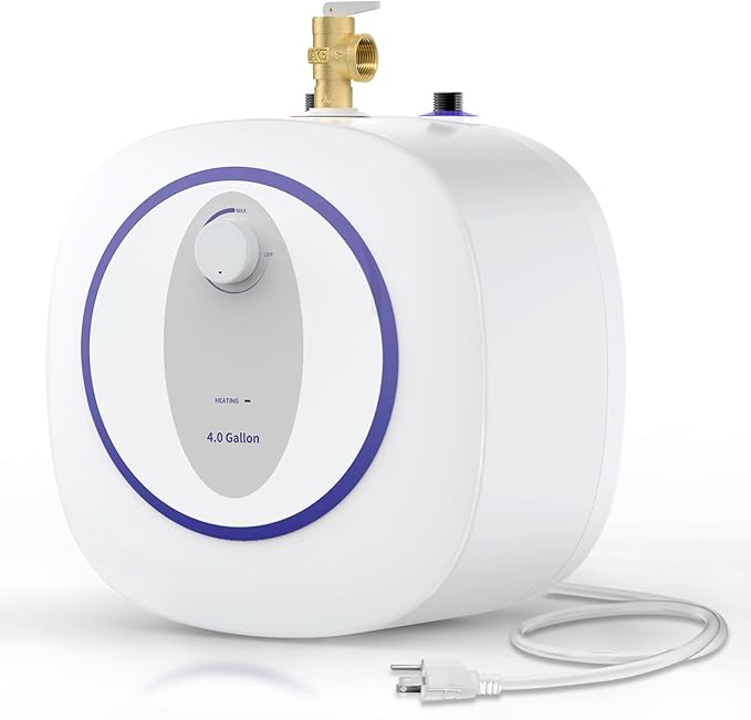 Electric Mini Tank Water Heater, 4-Gallon Instant Hot Water Heater, 120V 1440W, Rapid Heating, Easy to Install, Under Sink, Floor Mounted, Kitchen, Bathroom and RV