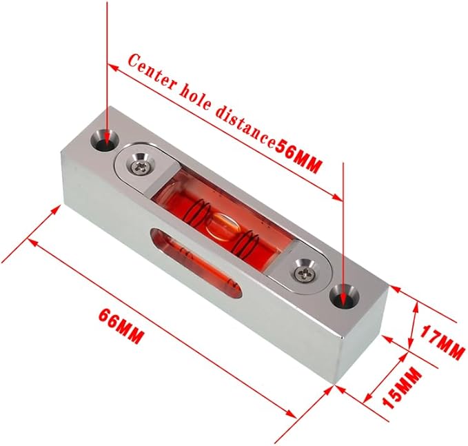 Bar type high-precision level, high-precision aluminum alloy metal adjustable level, bubble square bar type luminous magnetic multi specification ruler (66x15x17mm)