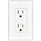 Amico 15A Wall Outlet, White Decorator Receptacle with Wall Plate, Tamper Resistant Electrical Outlet, Self-Grounding, 2-Pole, 3-Wire, Suitable for Home and Business, UL Listed, 1 Pack
