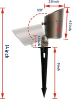 DAONEG 4W LED Landscape Spotlights GL101-BZLED8 Bronze 8 Pack Low Voltage Warm White Waterproof for Driveway, Yard, Lawn, Patio, Walls, Trees, Flags, Outdoor Light