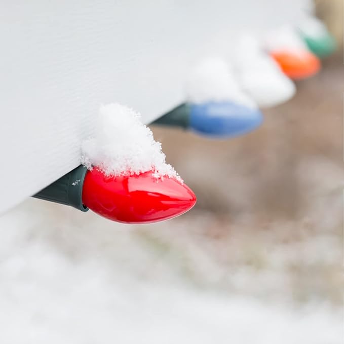 C9 Christmas Replacement Lights Bulbs, 25 Pack Multicolor Ceramic Light Bulbs for Christmas Outdoor Indoor String Light, Xmas Holiday Patio Party Decorations(E17 Socket Base 7w)