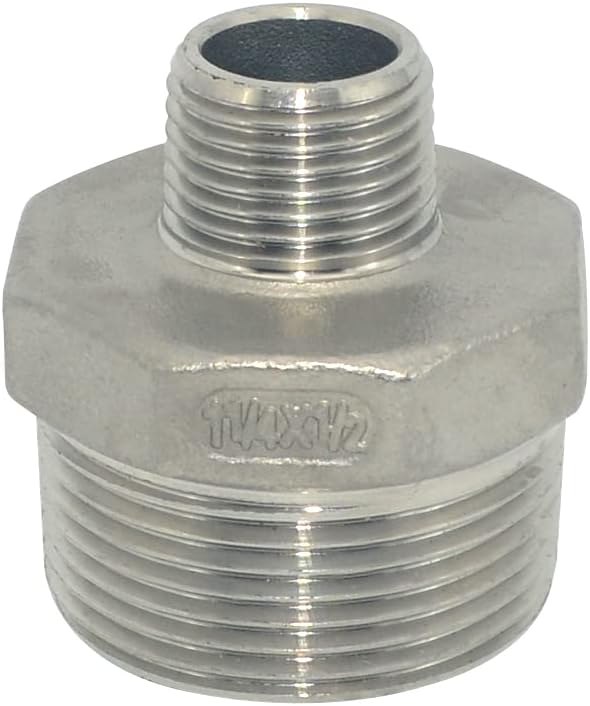 1-1/4" x 1/2" Male Threaded Reducing Nipple Fitting/Adapter,Stainless Steel SS304 NPT Pipe Hex Reducer