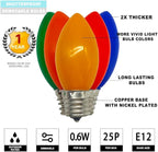25 Pack C9 Multicolor LED Replacement Christmas Light Bulbs, E17 Base Led Bulb Outdoor Christmas Lights, Waterproof Commercial Grade Holiday Decoration Replacement Bulbs (Five Colors)