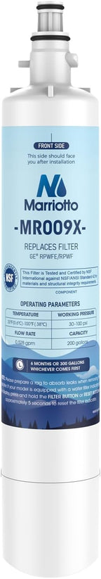 MARRIOTTO Replacement for GE® RPWFE, RPWF (Built-in CHIP) Refrigerator Water Filter, Compatible with GFE28GELDS, PFE28KELDS, PFE28KYNFS, GFD28GELDS, GYE22HMKES, GFE28GYNFS, GFD28GYNFS, Pack of 1