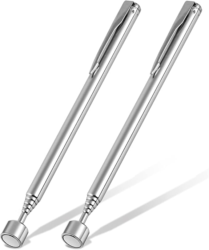 2 Pieces 5LBs Telescoping Magnetic Pickup Tool, with Pen Clip Design, Magnet Stick Rod Extendable 5.7" to 24.4" for Men, Birthday, Father's Day, Christmas Gift