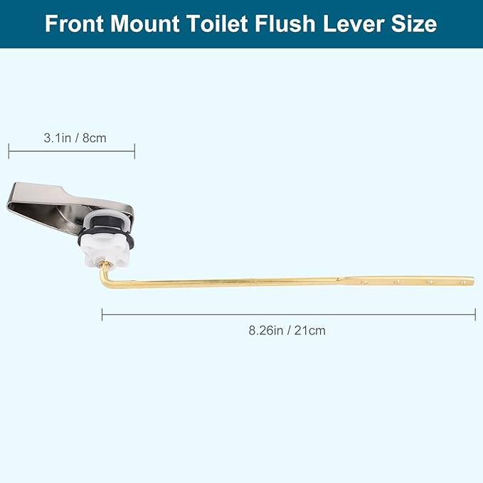 Hygie Rinse 2PACK Universal Metal Toilet Handle Replacement Kit Compatible with American Standard/Mansfield/Gerber Toilet, Front Mount Toilet Tank Flusher Lever with Flapper Chain, Brushed Nickel