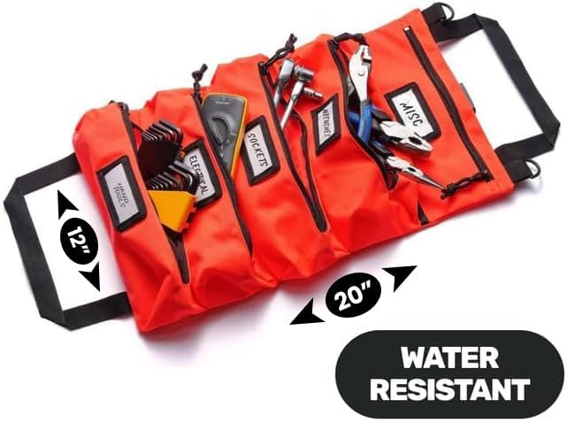 Official Maverick Tool Roll Bag - Easy to Carry 5-Pocket Roll Up Tool Bag - Durable Waterproof Canvas, YKK Zippers & Secure Buckle - Loving Gift for Dads, Mechanics, Electricians & Hobbyists|ArmyGreen
