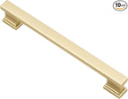 Alzassbg 10 Pack Matt Gold Cabinet Pulls, 6-1/4 Inch(160mm) Hole Centers Kitchen Cabinet Handles for Cabinets and Drawers AL3061MGP