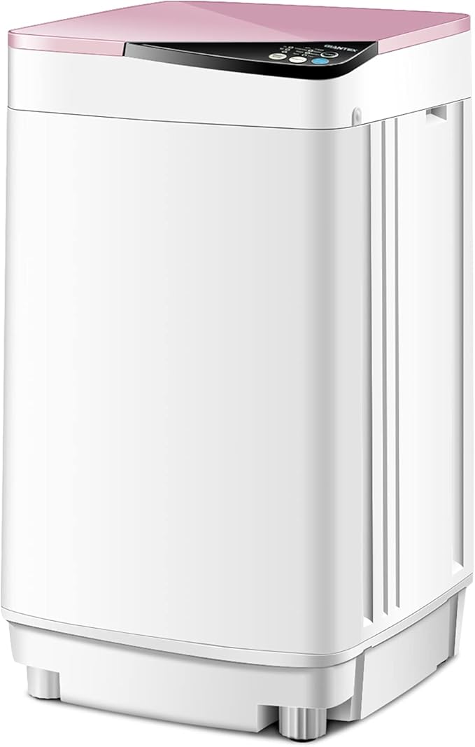 Portable Washing Machine, ARLIME Compact Mini Full-Automatic Laundry 2-In -1 Washer & Spin Dryer 7.7lbs Capacity W/Drainage Pump & Long Hose For Condo, Apartments, Dorms, RV’s Camping Living (Pink)