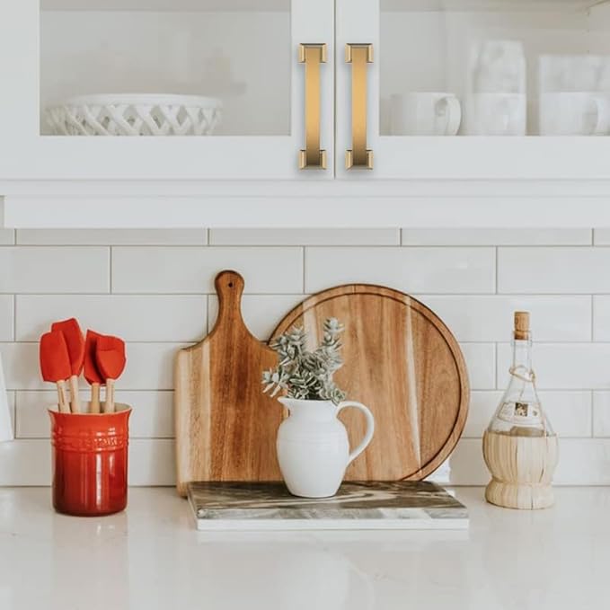 Asidrama 10 Pack 3 Inch(76mm) Hole Centers Champagne Bronze Kitchen Cabinet Handles, Gold Cabinet Pulls Kitchen Cabinet Hardware for Cupboard Drawer Pulls