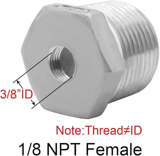 Joywayus Stainless Steel Hex Head Bushing Reducer Pipe Fitting 3/4 NPT Male × 1/8 NPT Female