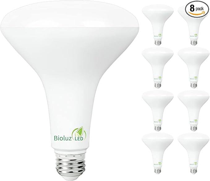 Bioluz 8 Pack LED Light Bulb BR40 Light Bulbs 2700K Warm White 90 CRI Dimmable UL-Listed CEC Title 20 Compliant 1250 Lumen Led Bulbs Outdoor/Indoor Flood Lights | Lightbulb for Outdoor Lighting