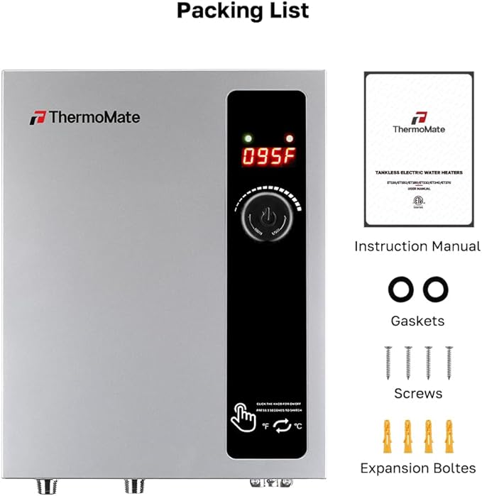 ThermoMate Electric Tankless Water Heater, 11kW 208~240 Volt, On Demand Instant Hot Water Heater, Self Modulating Energy Saving, Save Space, 2.15GPM at 35°F Rise