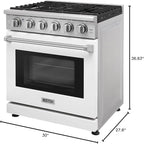 30 inch Freestanding Natural Gas Range or Liquid Propane Gas Range with 5 Burners, Large Capacity 24 inch Top Control Built-In Dishwasher with Third Rack, in Stainless Steel (White)