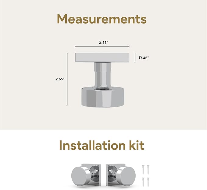 Mega Handles SUANA Dummy Door Knob for Hallway, Closet and Bathroom, Reversible Heavy Duty Design Door Knobs, Fits All Standard Door Sizes, Screws Included - Polished Chrome (2 Pack)